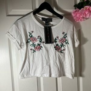 Rose embroidery crop top by Poly & Esther